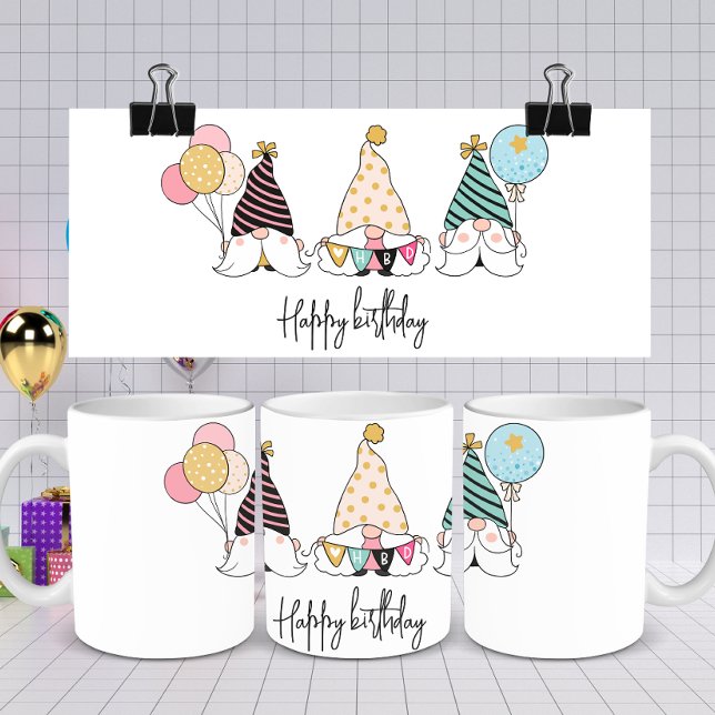 Caneca De Café Whimsical Gnomo Trio Parabéns (Criador carregado)