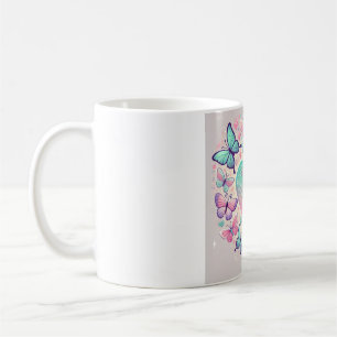 Caneca De Café "Whimsical Heart & Butterfly Mug"