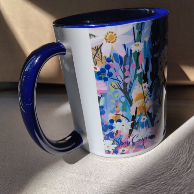 Caneca De Café Whimsical Modern Floral Art (Criador carregado)