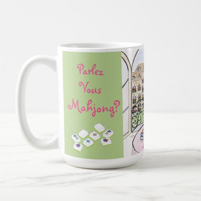 Caneca De Café Whimsical Paris and Eiffel Tower MAHJONG (Esquerda)