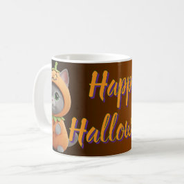 Caneca De Café Whimsical Pumpkin Kitty Halloween Coffee Mug