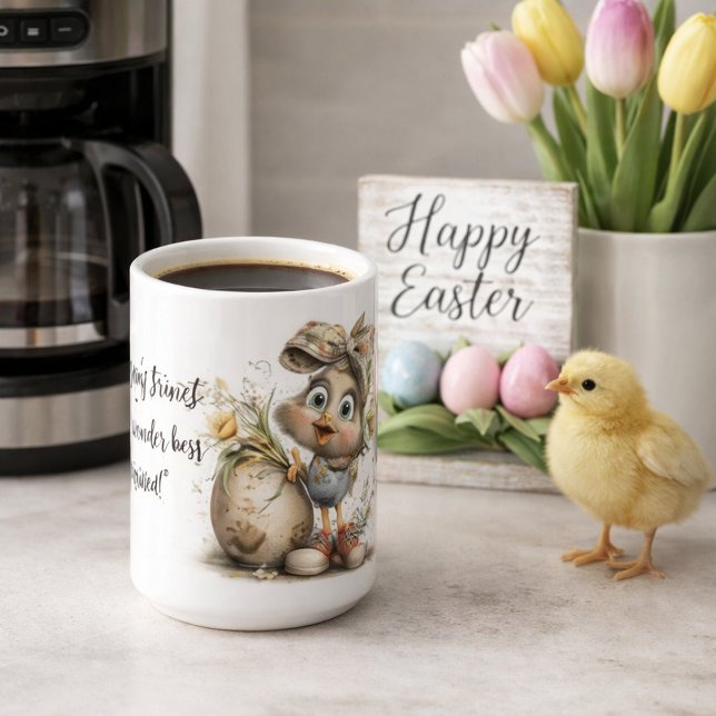 Caneca De Café Whimsical Spring Chick Design (Criador carregado)