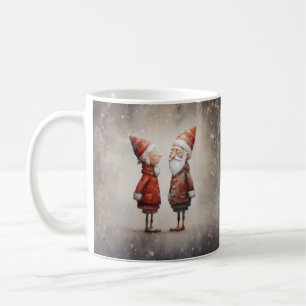 Caneca De Café Whimsical Sra. e Sr. Claus Cartoon