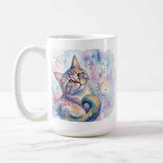 Caneca De Café Whimsical Watercolor Cat Art Coffee Mug - Dreamy G