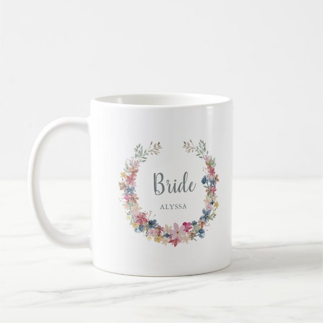 Caneca De Café Whimsical Wreath | Noiva (Esquerda)