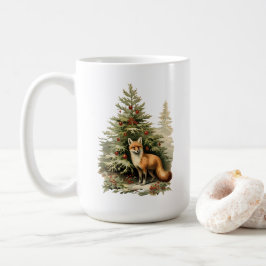 Caneca De Café Whimsy festiva: árvore de Natal e Raposa