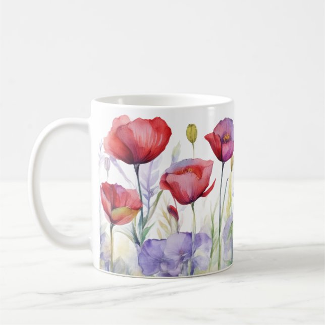 Caneca De Café Whispers of Spring – Poppy Bloom Mug (Esquerda)