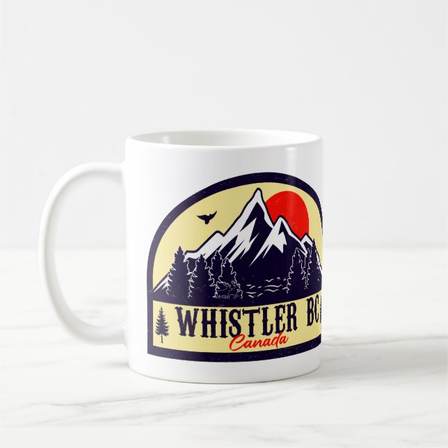 Caneca De Café Whistler British Columbia Canada Minimalist Ski (Esquerda)