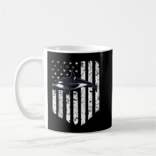 Caneca De Café White American Flag Orca Killer Baleia Em 4 De Jul