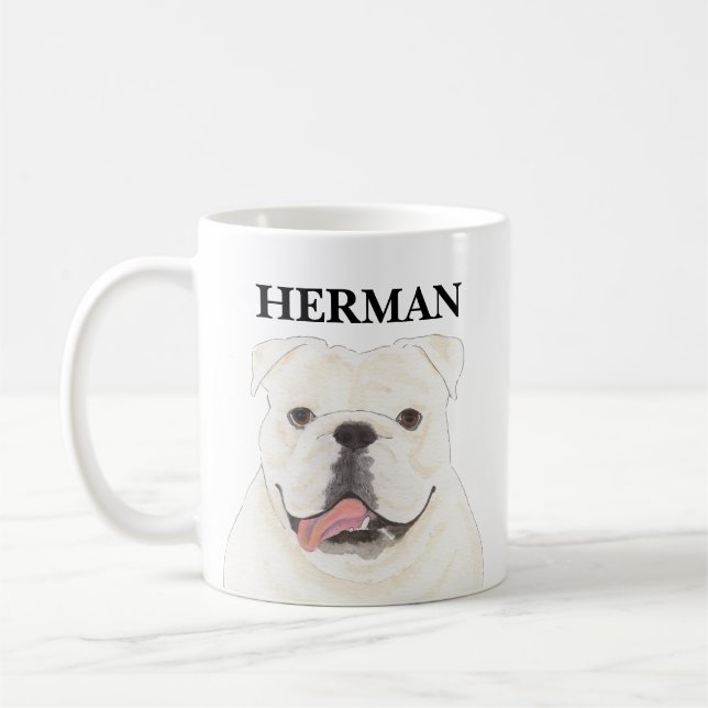 Caneca De Café White Buldogue Personalizado (Esquerda)