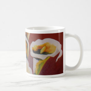 Caneca De Café White Calla Libera Flores Artísticas Cortadas Em C