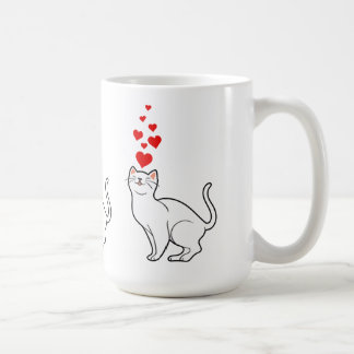 Caneca De Café white cat et heart for cat lovers