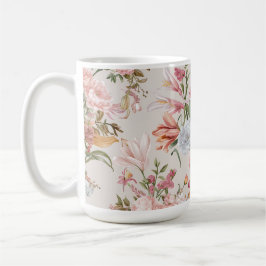 Caneca De Café White Cats Pink Roses Floral 