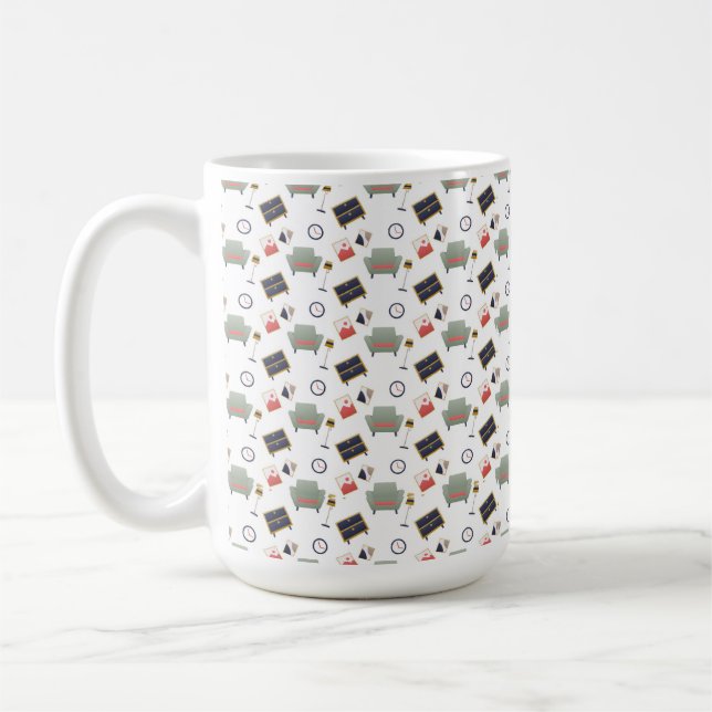Caneca De Café White ceramic mug featuring a playful pattern (Esquerda)