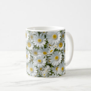 Caneca De Café White Elegant Daisies