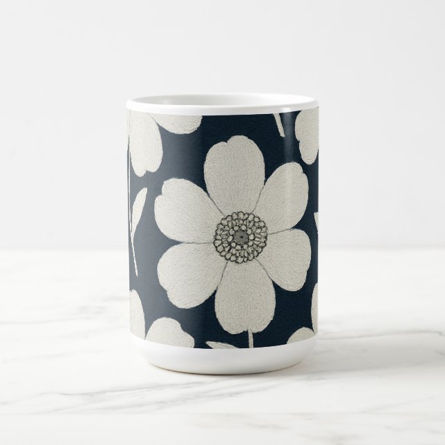 Caneca De Café White Floral Pattern (Centro)
