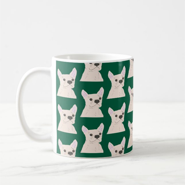 Caneca De Café White French Bulldog, Stripes (Esquerda)