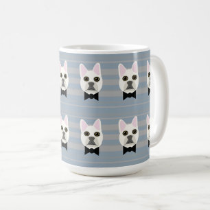 Caneca De Café White French Bulldog, Stripes