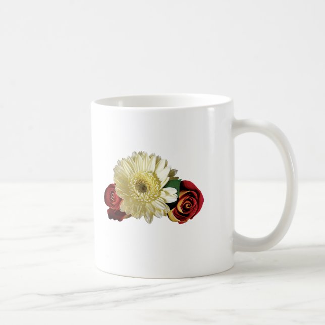 Caneca De Café White Gerbera Daisy com Rosebuds (Direita)