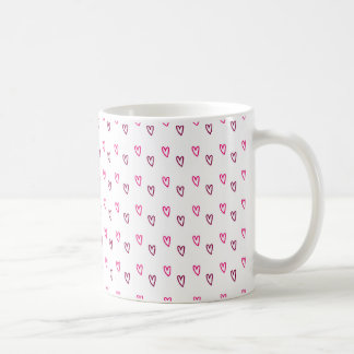 Caneca De Café  White Mug – Small Pink Hollow Hearts Pattern