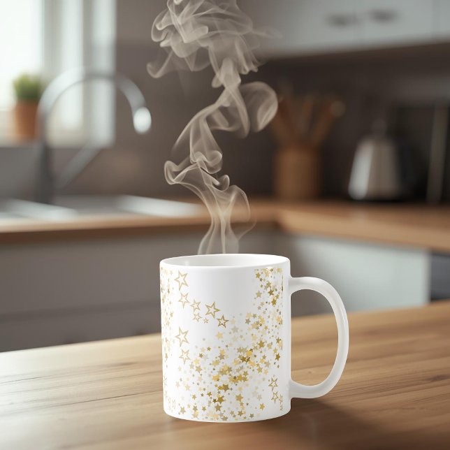 Caneca De Café White Mug with golden stars (Criador carregado)