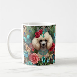 Caneca De Café White Poodle Dog Arte Floral