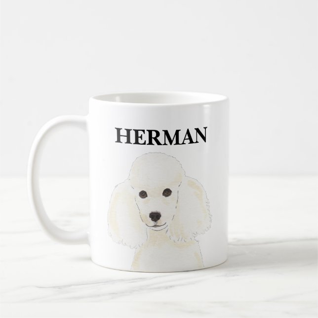 Caneca De Café White Poodle Personalizado (Esquerda)