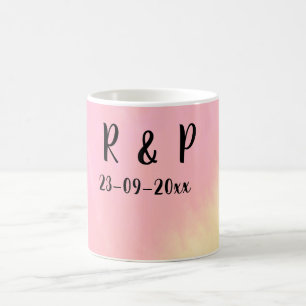 Caneca De Café white simple minimal text style wedding pink yello