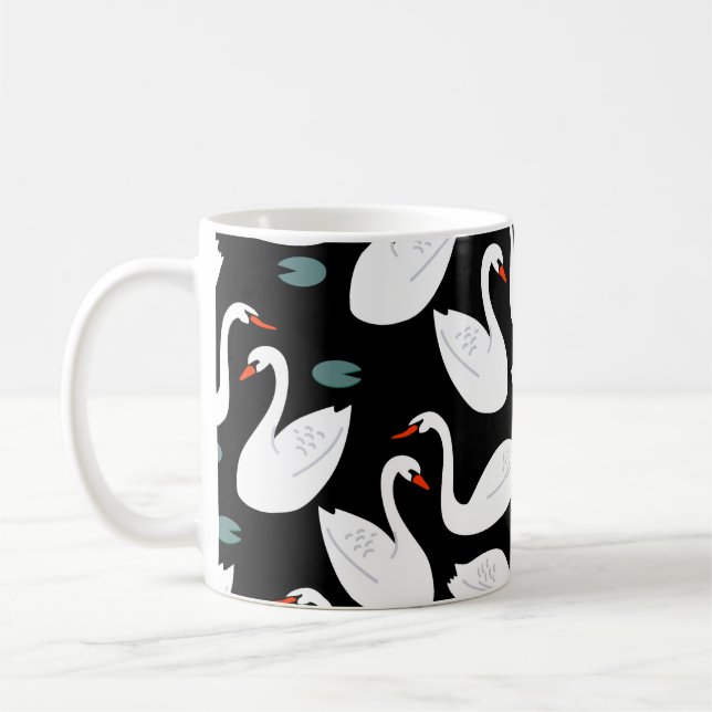 Caneca De Café White Swans Lake Seamless (Esquerda)