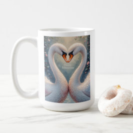 Caneca De Café White Swans Valentine Romantic Love Birds