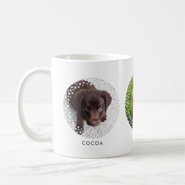 Caneca De Café White Três Cães Flurry de Paws Natal (Esquerda)