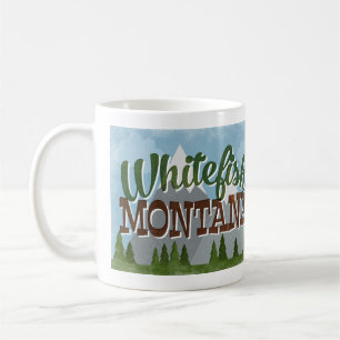 Caneca De Café Whitefish Montana Divertimento Retro Montanhas Sno