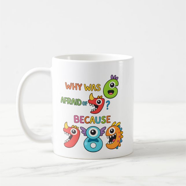 Caneca De Café Why Was Six Afraid Funny Maths Joke Mug (Esquerda)