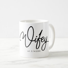 Caneca De Café Wifey na pia batismal extravagante com data