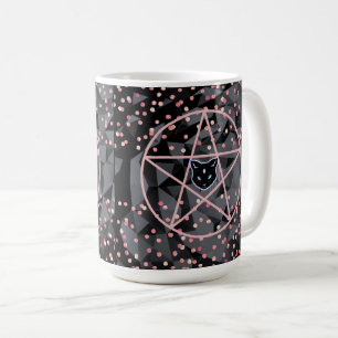 Caneca De Café WiizyWitch Magic Witch Cosmic Cat Pentacle Magick