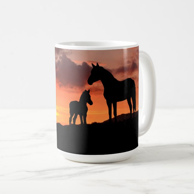 Caneca De Café Wild Mustang Mare e Foal Coffee Mug (Frente Esquerda)