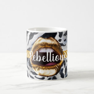 Caneca De Café Wild Pattern Dourados lábios Gift Décor Beauty Gir