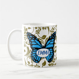 Caneca De Café Wild Romantic Field Blue butterflies