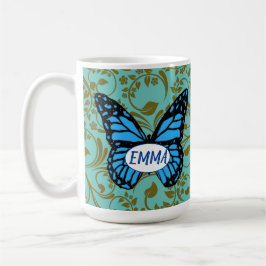 Caneca De Café Wild Romantic Field Blue butterflies