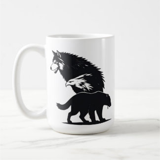Caneca De Café Wild Trio: Wolf, Eagle, and Bear Silhouette