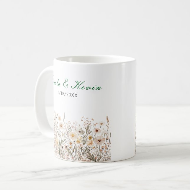 Caneca De Café Wildflower Autumn Fall Floral Wedding (Frente Esquerda)