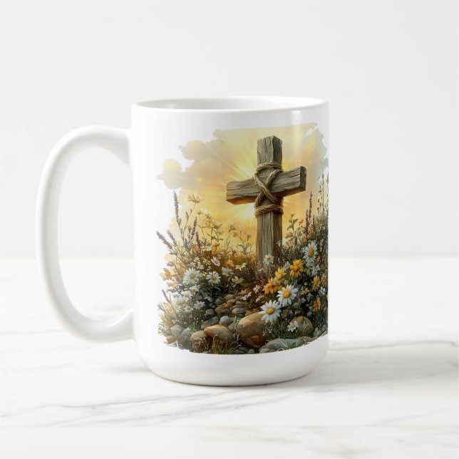 Caneca De Café Wildflower Cross Easter Design (Esquerda)