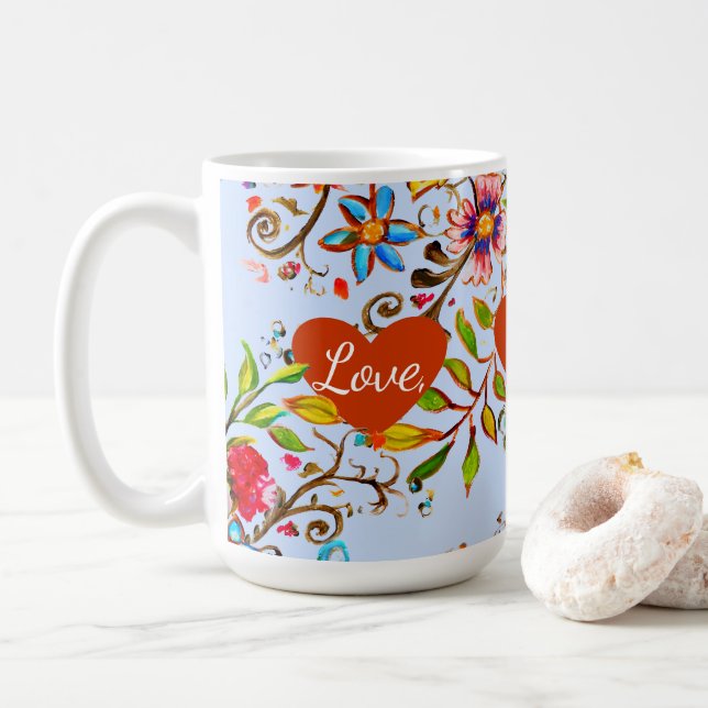 Caneca De Café Wildflower Love Periwinkle (Com Donut)