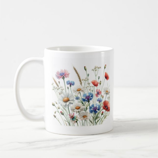 Caneca De Café Wildflower Meadow Botanical Art IlustracióndeP (Esquerda)
