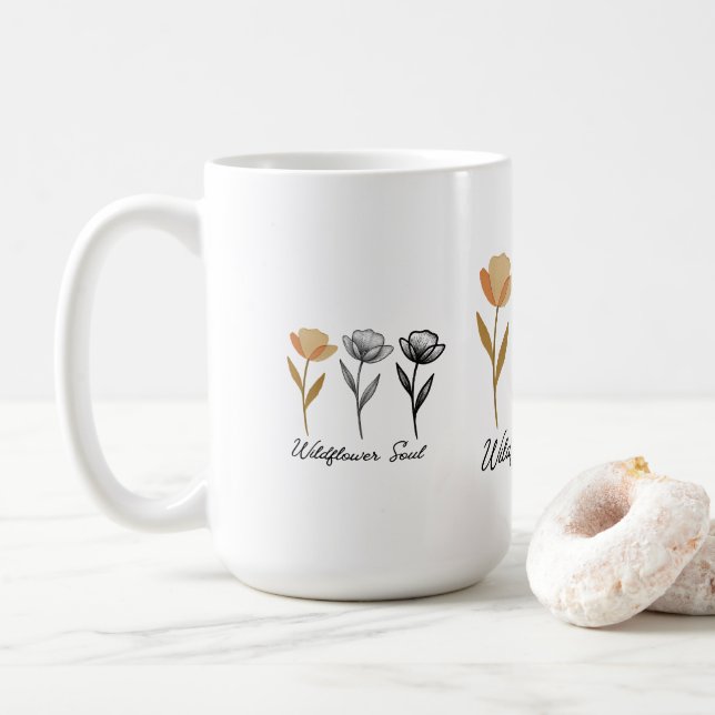Caneca De Café Wildflower trendy Design (Com Donut)