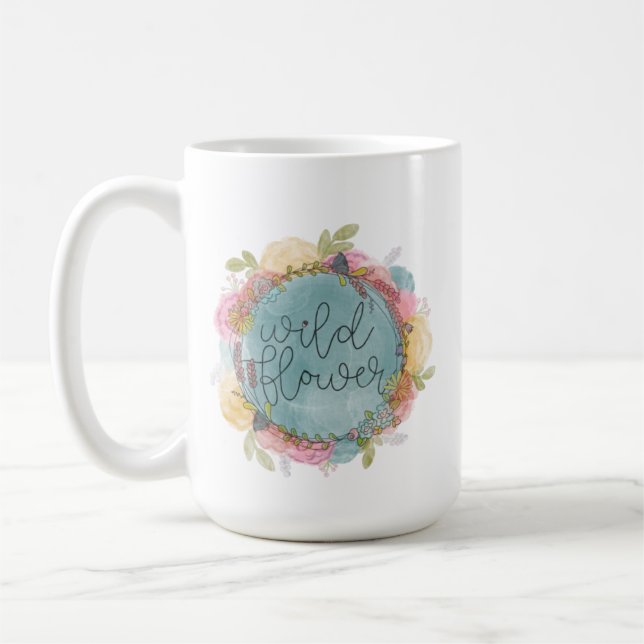 Caneca De Café Wildflower Wreath Floral (Esquerda)