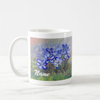 Caneca De Café Wildflowers azuis em uma pintura das belas artes