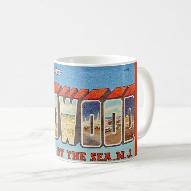 Caneca De Café Wildwood NJ Old Postcard Mug (Frente Esquerda)