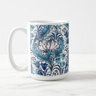 Caneca De Café William Morris Blue Cream Padrão Floral