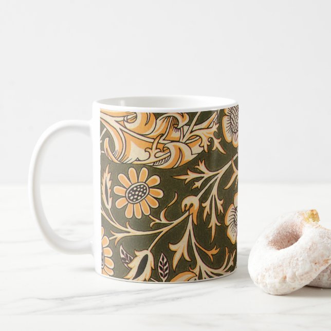 Caneca De Café William Morris Cherwell Wallpaper Pattern (Com Donut)
